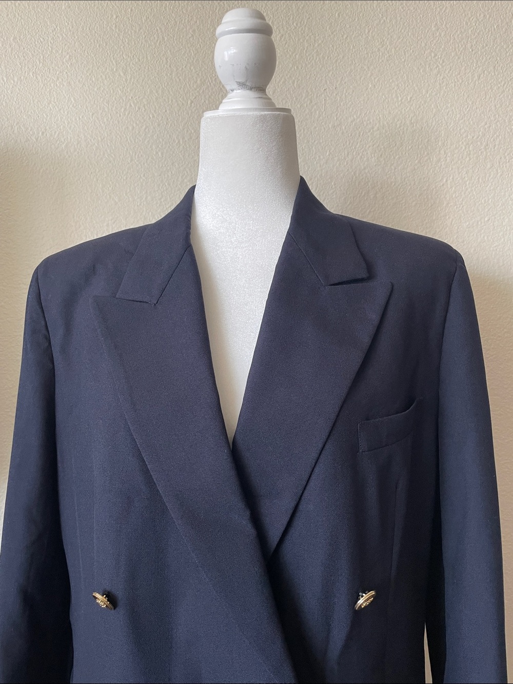 Vintage Brooks Brothers 100% Wool Double Breasted Navy Blazer Gold Buttons 12 - Picture 3 of 8